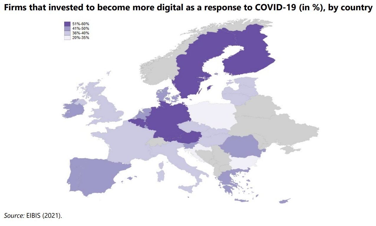 Innovazione digitale per paese (in %)